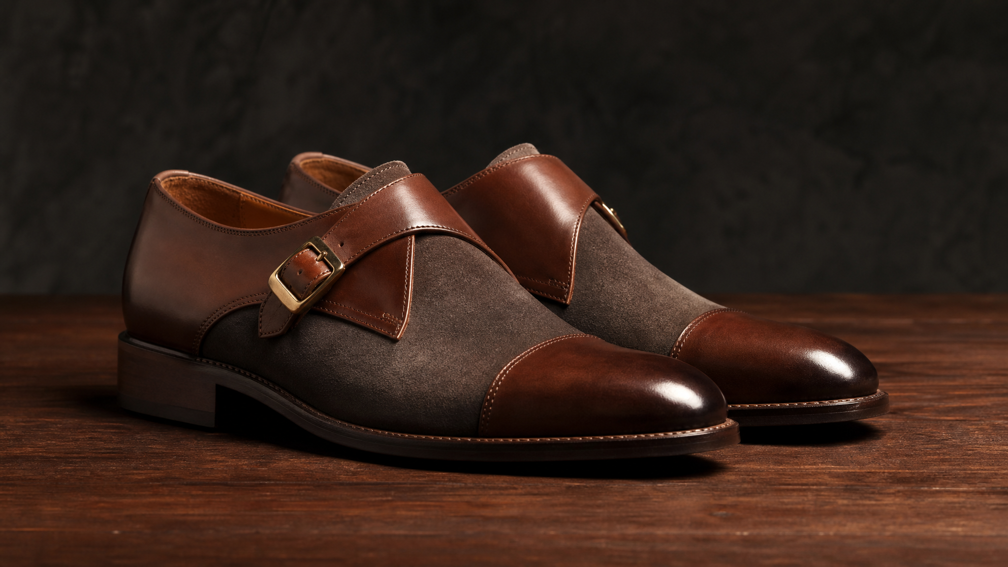 YF-MS-2643 split-suede single monk strap