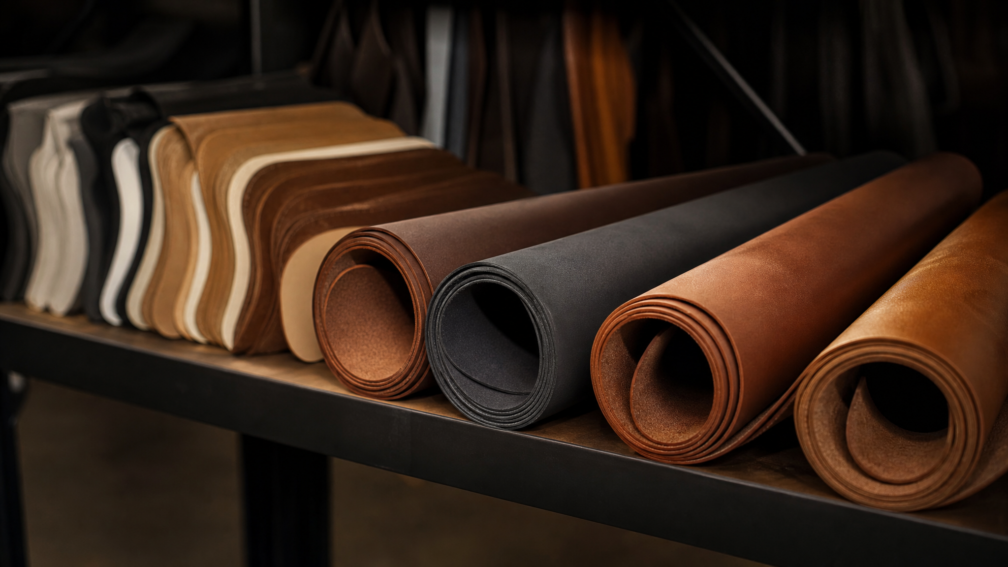 Rolls of soft lining leather and heel counter stiffener sheets